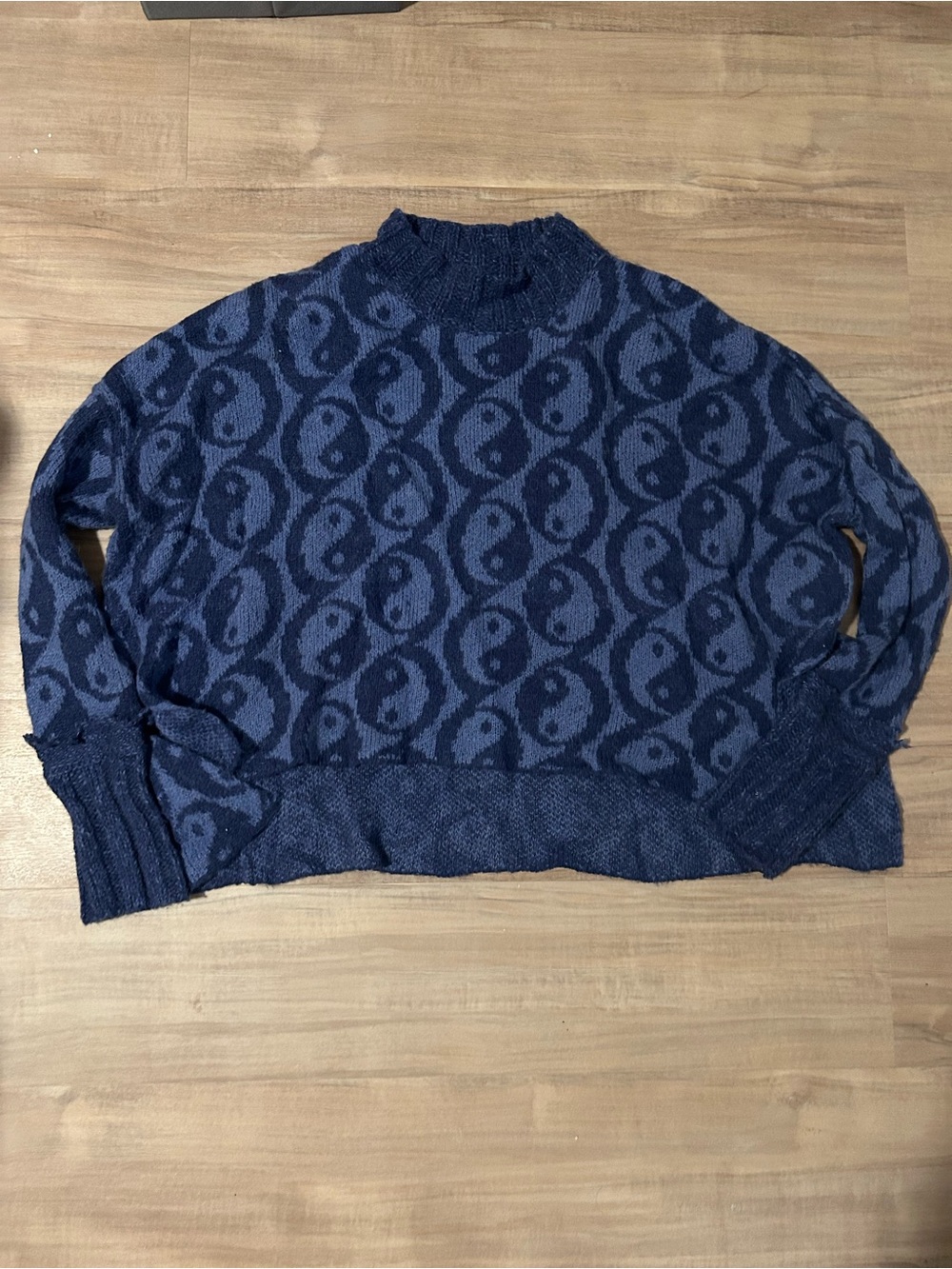 RARE Free People Yin Yang Pattern Funnel Neck Sweater